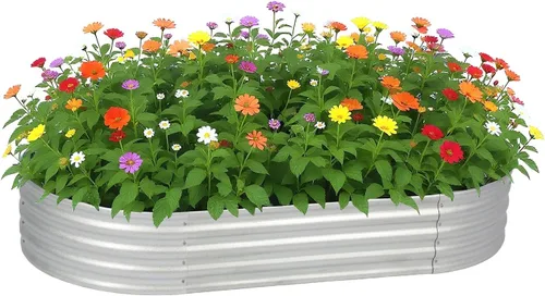 PayLessHere Cama de jardín galvanizada de 6 x 3 x 1 pies, cama de jardín elevada para exteriores, verduras, flores, cama de jardín, caja de jardín