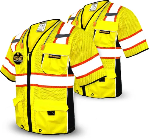 KwikSafety - Charlotte, NC - Men's & Women's Class 3 Safety Vest PPE Hi Vis Reflective ANSI OSHA Amarillo | Paquete de 2 | (Ahorre 5%)