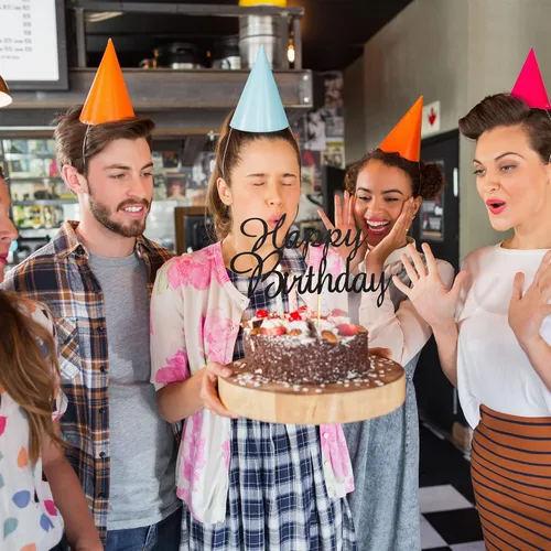 Miniatura 5 de Decoración para tartas de feliz cumpleaños, decoración de fiesta de cumpleaños para niños o adultos, purpurina negra