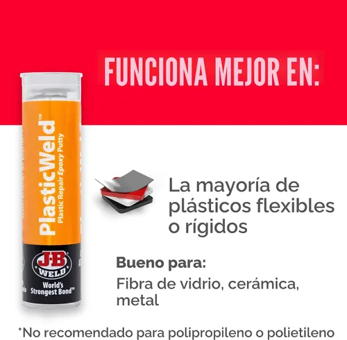 Miniatura 5 de J-B Weld PlasticWeld, masilla epoxi reparadora de plástico, 2 onzas, 2 onza, Blancuzco