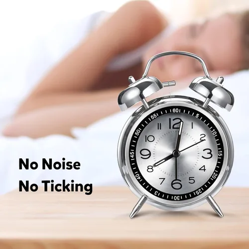 Miniatura 7 de Cadmos Reloj despertador con alarma fuerte para personas que duermen profundamente, diseño retro de 10 cm, silencioso, sin tic-tac, de cuarzo