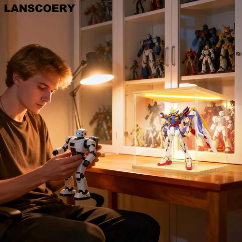 Miniatura 7 de LANSCOERY vitrina acrílica con iluminación LED, caja de exhibición de 5 niveles para coleccionables y figuras de acción, organizador transparente a