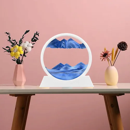 Miniatura 3 de rysnwsu Imagen artística de arena en movimiento redonda de vidrio 3D de mar profundo, paisaje de arena en movimiento, regalo de arena que fluye