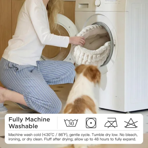 Miniatura 8 de Bedsure ComfyFleece™ - Cama para gatos, lavable y redonda para mascotas para gatos de interior, cama de pana súper suave con parte inferior