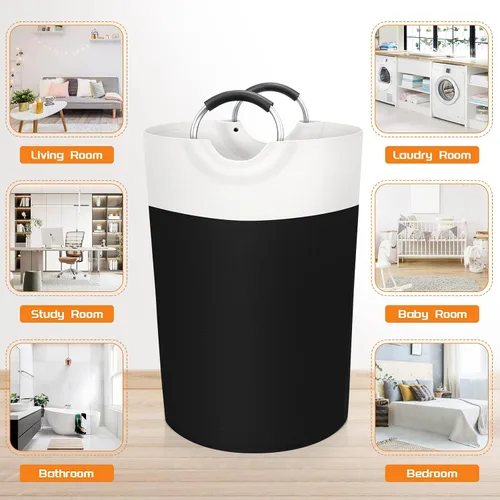 Miniatura 7 de BlissTotes - Canasta de lavandería de 75 litros, cesta de ropa independiente, cesta de ropa sucia plegable, tela impermeable con asas de aluminio