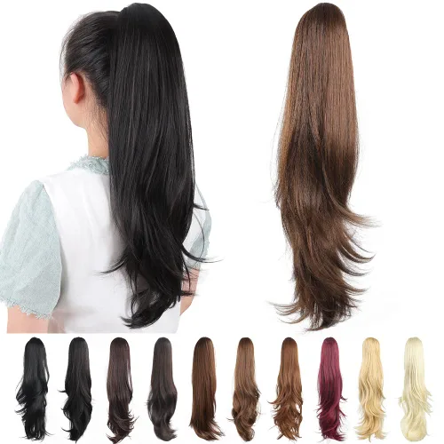 Miniatura 165 de Extensiones de cola de caballo de cabello rubio, extensiones de cola de caballo para mujer, pinza de extensiones de cabello rizado de 12 pulgadas