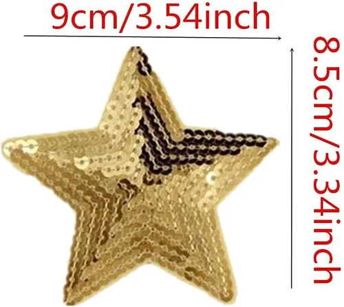 Miniatura 2 de Paquete de 10 parches bordados con lentejuelas brillantes de 5 estrellas para coser con apliques, color rojo