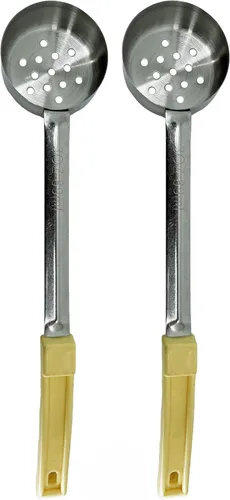 Cuchara de servir de acero inoxidable para control de porciones, paquete de 2 (3 onzas, perforada)