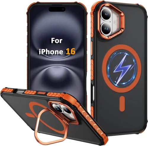 Miniatura 13 de i Phone 13 - Funda para iPhone 14, compatible con carga inalámbrica MagSafe, resistente, a prueba de golpes, soporte ajustable, color rojo mate