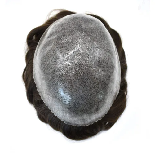 Miniatura 4 de Toupee para hombre, piel fina, inyección de poliuretano, unidad de peluca para hombre, pieza de cabello humano natural real, sistema de reemplazo