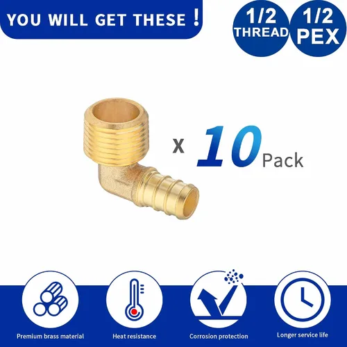 Miniatura 4 de 1/2 PEX B F1807 a 1/2 NPT Adaptador de codo roscado macho de latón LI-APXME1212 (10 unidades)