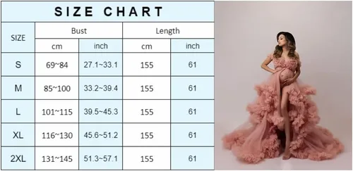 Miniatura 7 de Vestidos de maternidad de tul para sesión de fotos, bata de novia larga transparente con hombros descubiertos, vestidos de embarazo para mujeres