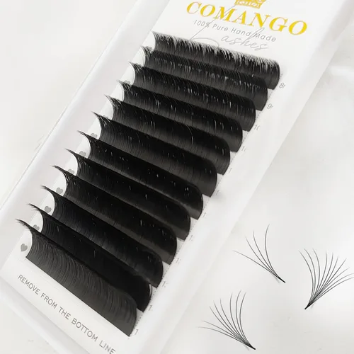 Miniatura 7 de CoMango Easy Fan - Extensiones de pestañas rizadas C/D de 0.05/0.003 in, pestañas de volumen que florecen automáticamente, color negro mate 2D-20D