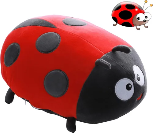 GOOC Lindos animales de peluche de mariquita de 15.7 pulgadas, juguetes de peluche de mariquita, almohada de peluche de anime Lady Beetle, almohada