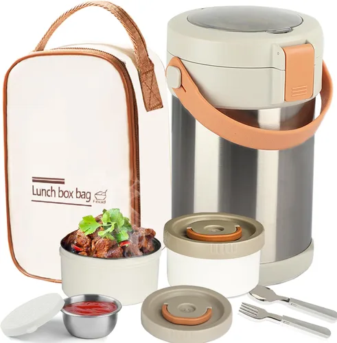 Miniatura 11 de Audult - Contenedor térmico de alimentos calientes de 67 onzas, contenedor de alimentos aislado de acero inoxidable de 2 litros de 3 capas, termo