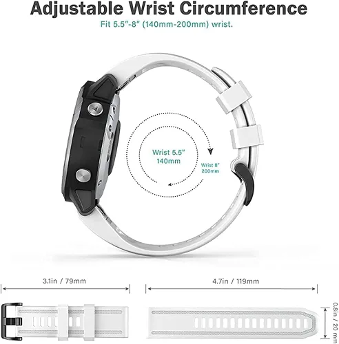 Miniatura 6 de Correa de reloj QuickFit con hebilla dorada, 0.78 pulgadas, impermeable, de liberación rápida, fácil ajuste, para Garmin Fenix 7S 6S Pro/Zafiro