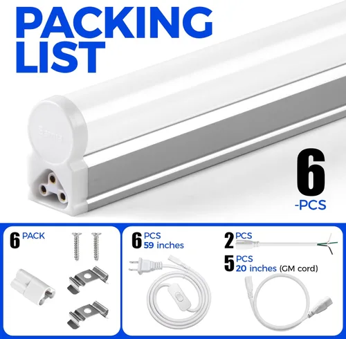 Miniatura 8 de Barrina T5 - Luz LED para tienda de 4 pies, 2200 lm, luz blanca diurna de 5000 K, lámpara de utilidad de 20 W, luces de techo y debajo del gabinete