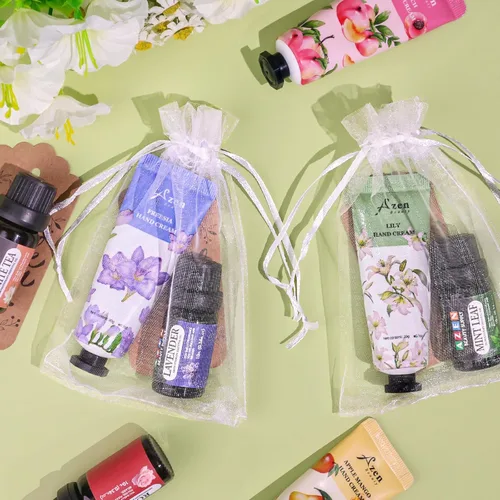 Miniatura 3 de AZEN 30 juegos de regalos a granel, crema de manos y aceites esenciales a granel con bolsa de organza, tarjeta de agradecimiento, regalos de baby