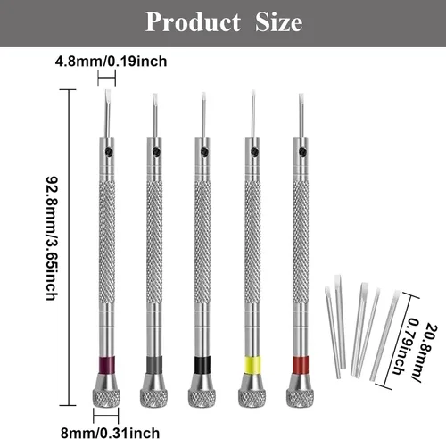 Miniatura 3 de Juego de destornilladores de precisión, kit de destornilladores profesionales de 0.8 a 0.063 in para reparación de relojes, lentes y electrónicos