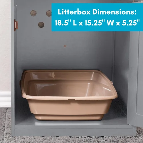 Miniatura 7 de BIRDROCK HOME Casa decorativa para gatos y mesa auxiliar Mesita de noche gris Caja de interior para mascotas Recinto para caja de arena Caja