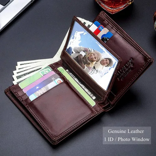 Miniatura 3 de BULLCAPTAIN Cartera plegable de cuero genuino de gran capacidadtitular de la tarjeta de crédito para los hombres con 15 ranuras para tarjetas QB-027