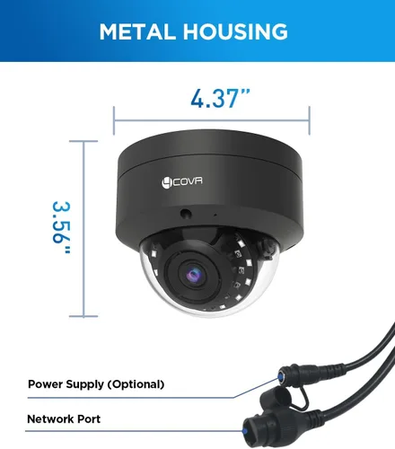 Miniatura 5 de 4COVR - Cámara PoE de 5 MP para exteriores, cámara IP de vigilancia con cable vándalo con micrófono, IK10 IP67 a prueba de vandalismo, detección