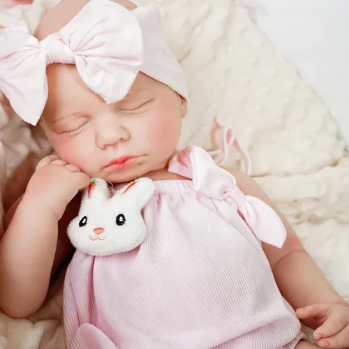 Miniatura 6 de Muñecas de Bebé Reborn Que Parecen Reales - 18.5 pulgadas de Cuerpo Completo de Silicona Bebé Niña Durmiendo con Cara Hecha a Mano Detalles