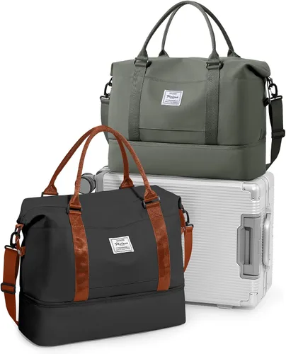 Miniatura 14 de VECAVE Bolsa de viaje para mujer, bolsa deportiva para gimnasio, E20-Púrpura profundo, Grande, Bolsa de viaje