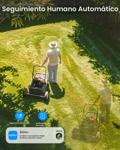 Miniatura 2 de aosu Cámara solar de seguridad para exteriores - Cámaras de seguridad inalámbricas para exteriores con vista panorámica de 360°, seguimiento