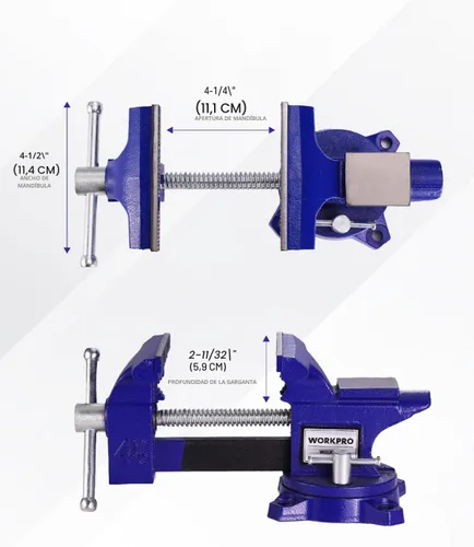 Miniatura 4 de WORKPRO Tornillo de banco, tornillo de 4-1/2" para banco de trabajo, tornillo de combinación de utilidad para tubería y hogar, tornillo de banco