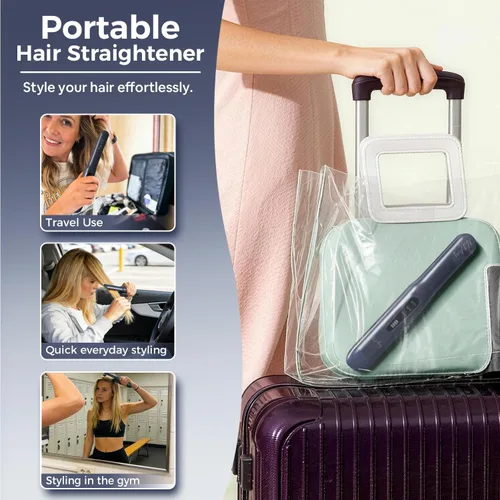 Miniatura 9 de Alisador de pelo inalámbrico, alisador de pelo portátil, alisador de pelo de viaje de doble voltaje, alisador y rizador 2 en 1, carga rápida USB-C
