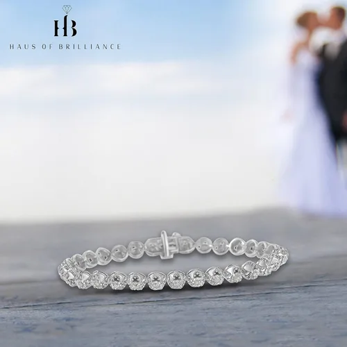 Miniatura 5 de Pulsera de plata de ley 925 de 1,0 quilates con placa milagrosa de 7.0in (I-J, claridad I3)