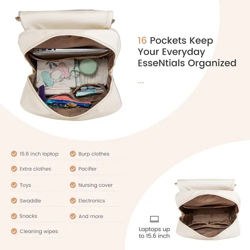 Miniatura 6 de LOVEVOOK Mochila para pañales, bolsas de viaje para bebés para niños y niñas, bolsa de pañales impermeable con cambiador