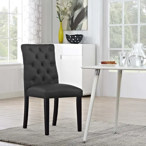 Miniatura 2 de Modway MO- Duchess - Silla de comedor tapizada de piel sintética con botones capitoné, color negro