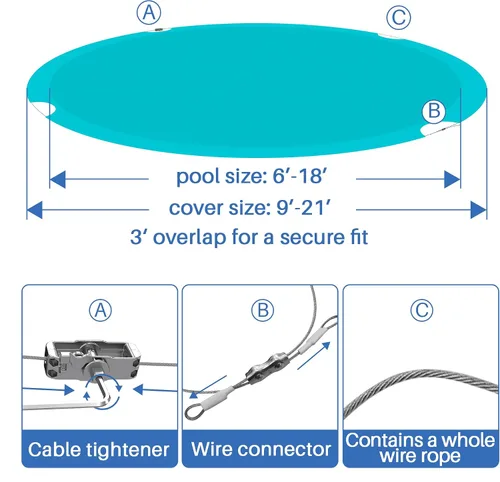 Miniatura 4 de ECOOPTS Cubierta redonda impermeable de poliéster para piscinas sobre el suelo, protector de cubierta de piscina de invierno (6 pies, turquesa)