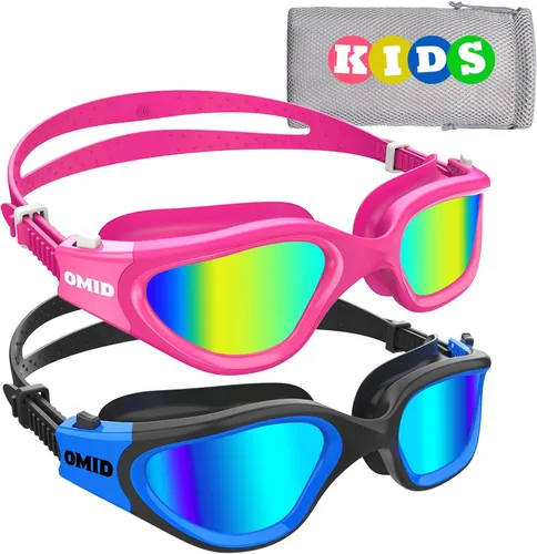 Miniatura 10 de OMID Gafas de natación para niños, P2 Mini, paquete de 2 gafas de natación polarizadas cómodas de 6 a 14 años A1 polarizado azul dorado + negro