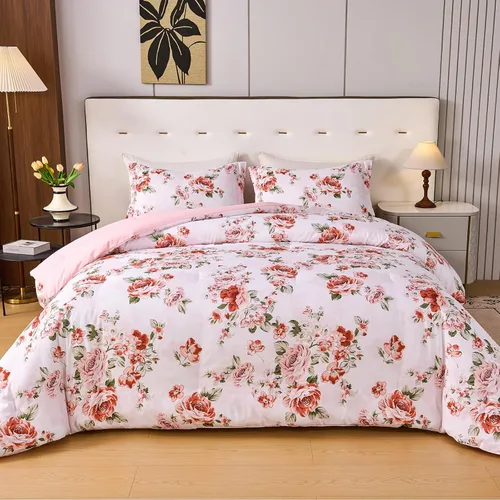 Miniatura 33 de Koniroom Juego de Edredón Twin - Juego de Edredón Floral Reversible Tamaño Twin, 2 Piezas Bonito Juego de Cama Twin de Flores y Plantas para Todas