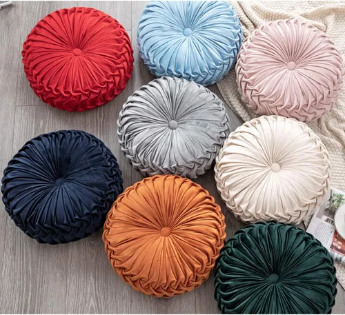Miniatura 6 de HLOVME Cojín Decorativo para Sofá de Calabaza 3D Redondo de Terciopelo para Sofá Cama Silla Suelo 15"X15", Naranja Oscuro