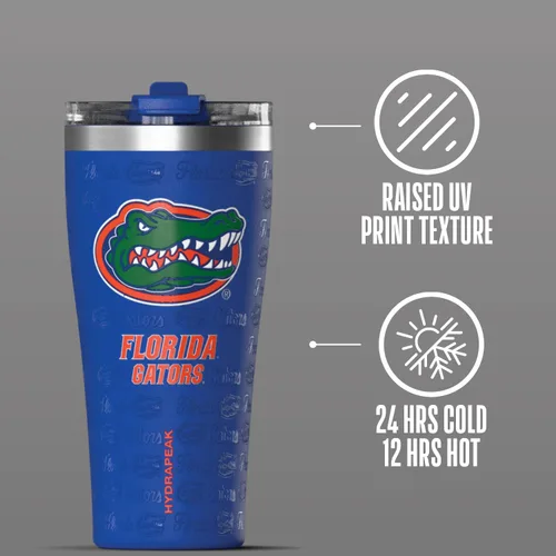 Miniatura 4 de Hydrapeak Vaso de acero inoxidable de 30 onzas con licencia oficial de los Florida Gators con tapa de doble sorbo o popote 2 en 1, apto para florida