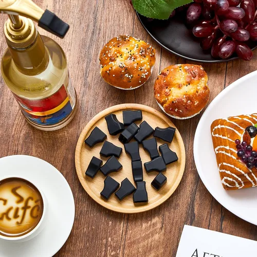 Miniatura 6 de Zhehao 20 tapas de goma para bomba de jarabe de café, tapas de goma para bomba de jarabe, dispensador de vertido, botella de licor de aceite, Negro