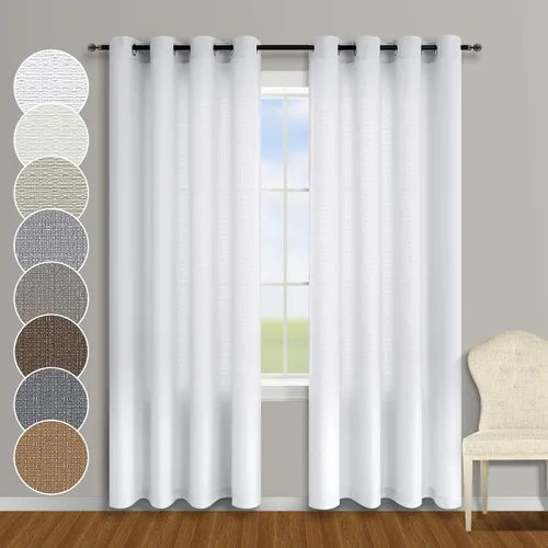 Miniatura 22 de KOUFALL - Cortinas transparentes con aspecto de lino