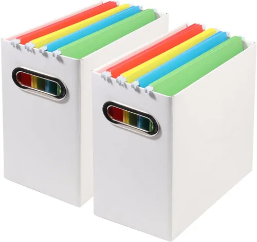 Miniatura 22 de Caja organizadora de archivos plegable con asa, 12.20 x 5.11 x 9.84 pulgadas, organizador de archivos para el hogar u oficina, pequeña caja de Negro