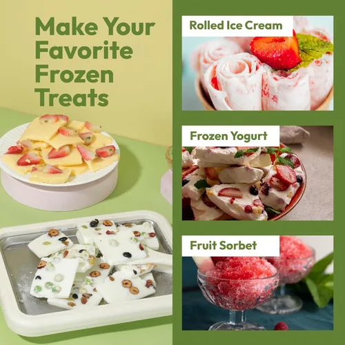 Miniatura 3 de Máquina de helados enrollados, rodillo de bandeja de congelación instantánea para rollo de helado casero de yogur congelado y sorbete de gelato