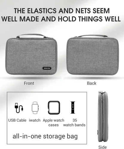 Miniatura 4 de Wearlizer Funda de almacenamiento para correa de reloj con capacidad para 35 correas, bolsa organizadora portátil compatible con Apple Watch, pin