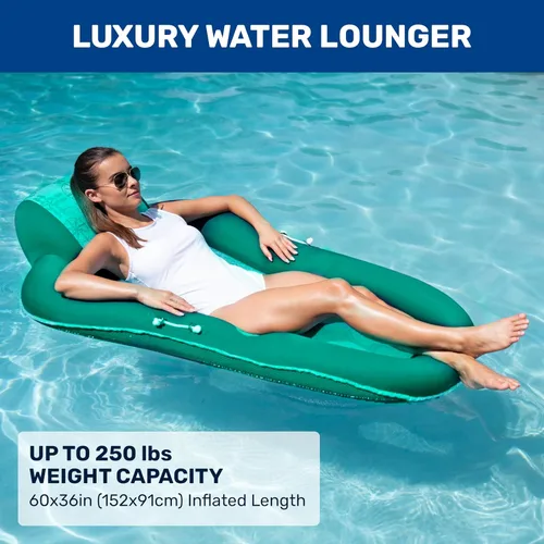 Miniatura 2 de Aqua Luxury Water Pool Lounge – Extra Large – Inflatable Pool Floats for Adults with Headrest, Backrest, Footrest & Cupholder – Multiple