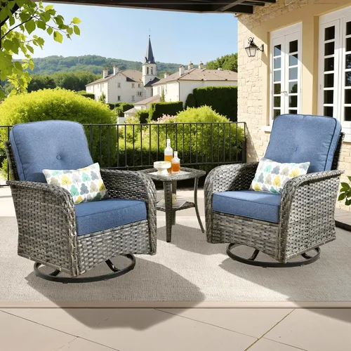 Miniatura 38 de ovios Juego de 2 piezas de muebles para patio, sillas de mimbre para exteriores de 2, sillas de ratán de respaldo alto para todo tipo de clima de 2