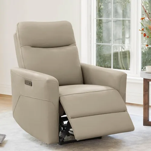 Miniatura 14 de CHITA Silla reclinable eléctrica de cuero genuino para adultos, sillón reclinable eléctrico de pared para espacios pequeños, moderna sala de estar