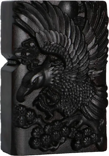 Miniatura 46 de Caja de carcasa de madera de ébano negro natural tallada para módulo Zippo (Serpiente Cobra)