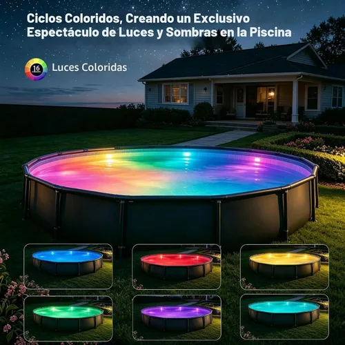 Miniatura 3 de Luces de piscina sumergibles para piscinas sobre el suelo y enterradas con temporizador remoto de apagado, luces LED magnéticas RGB sumergibles