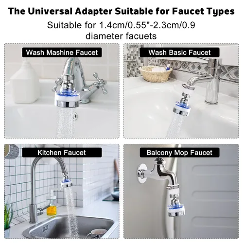 Miniatura 8 de Juego de 8 grifos de filtro de agua para fregadero, filtro giratorio de 360°, filtro de agua para fregadero de cocina, elimina fluoruro de cloro